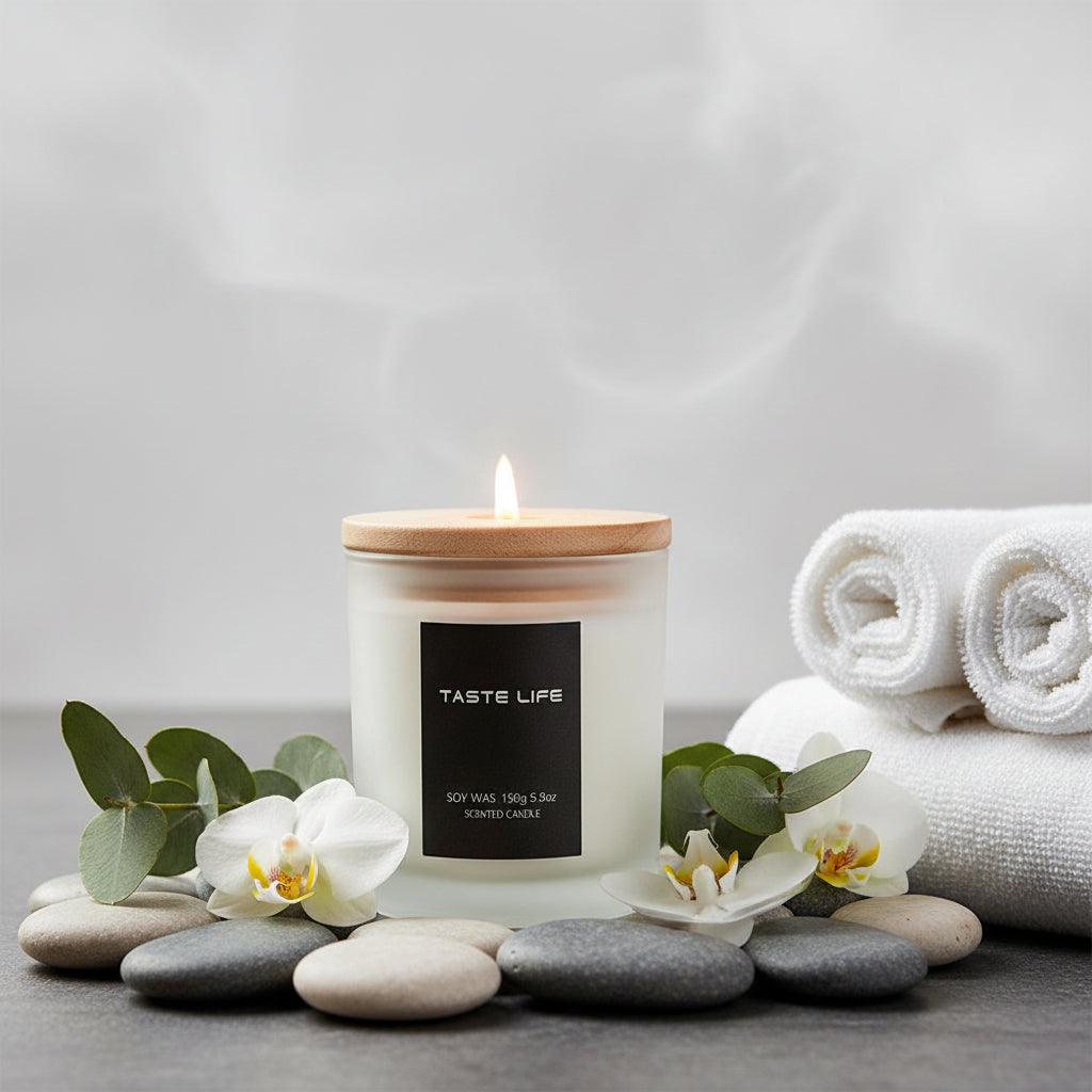 Smokeless Handmade Soy Wax Scented Candle With Clear Wooden Cover-4